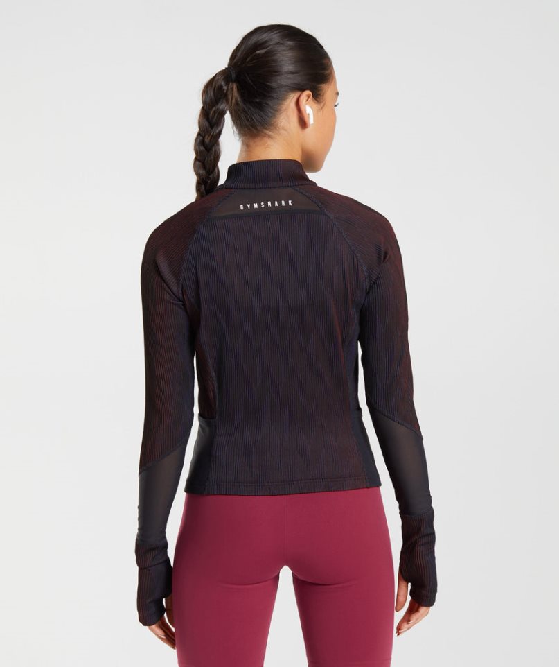 Bluzy Gymshark Sportowe 1/4 Zip Damskie Czarne | PL 240YOK